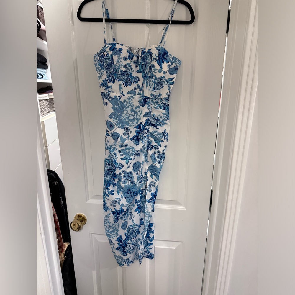 Hello Molly Blue and White Floral Midi Dress - Picture 7 of 7